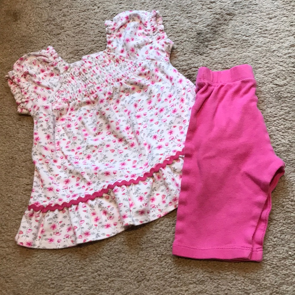 René Rofé floral shirt with pink Macy’s pants